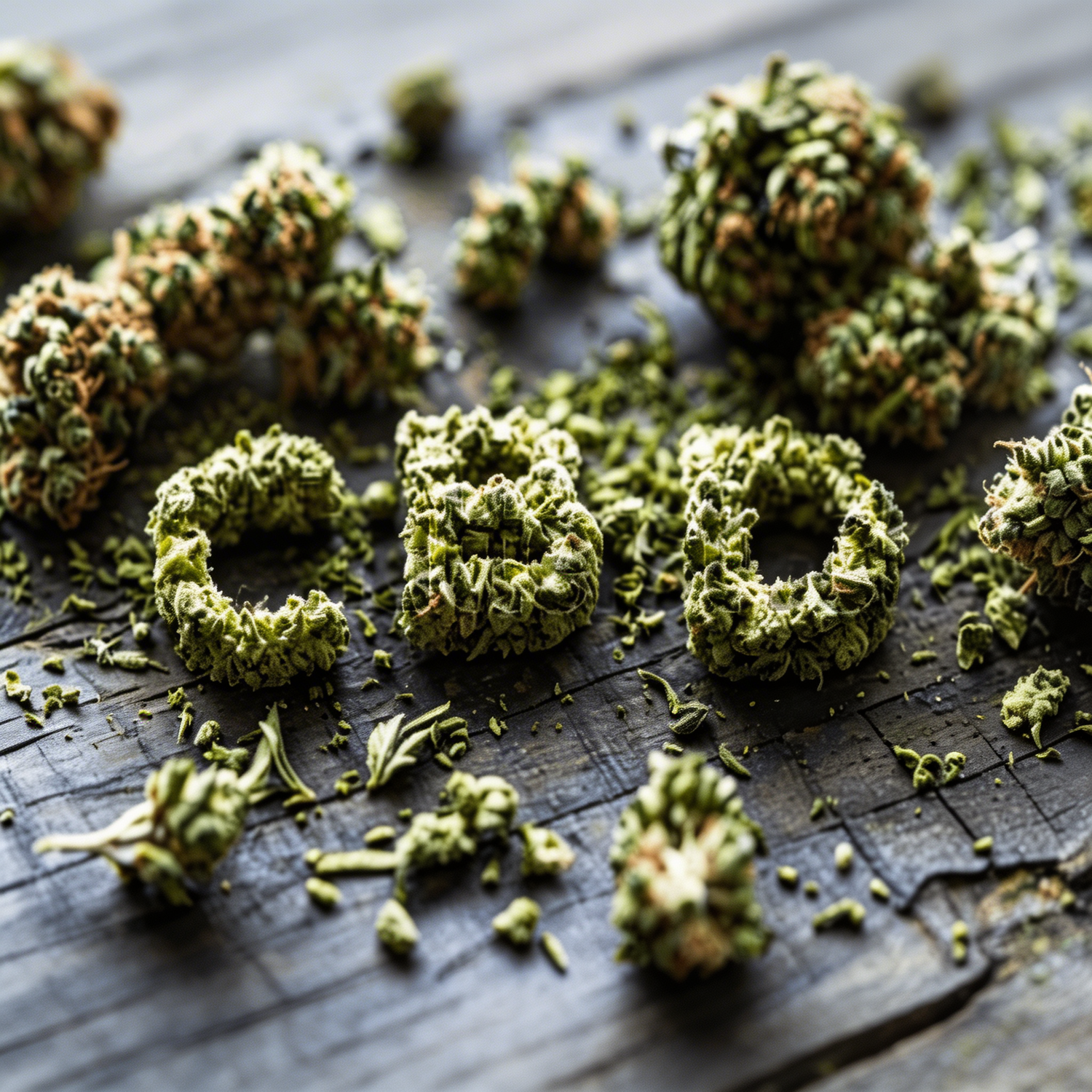 CBD Blüten in Form von den Buchstaben C B D